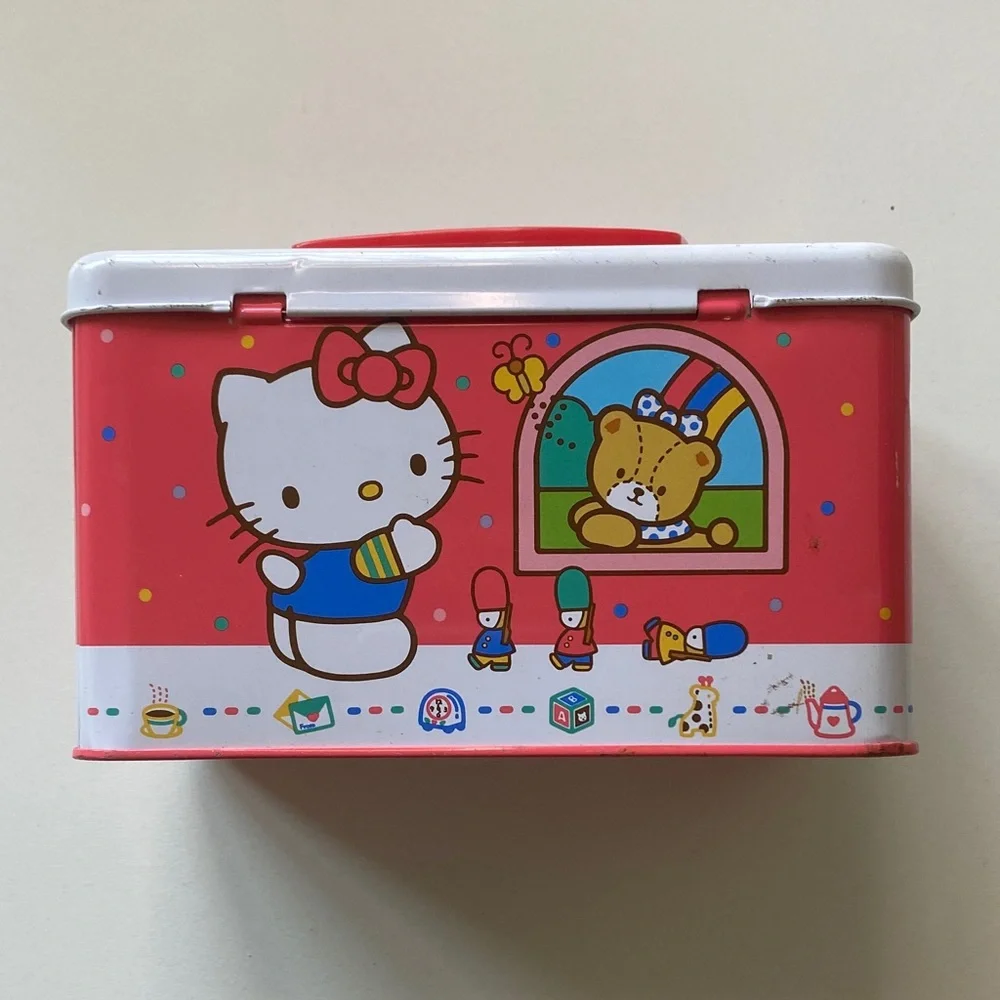 HELLO KITTY TIN METAL MINI-LUNCH BOX CARRYING CASE Vintage